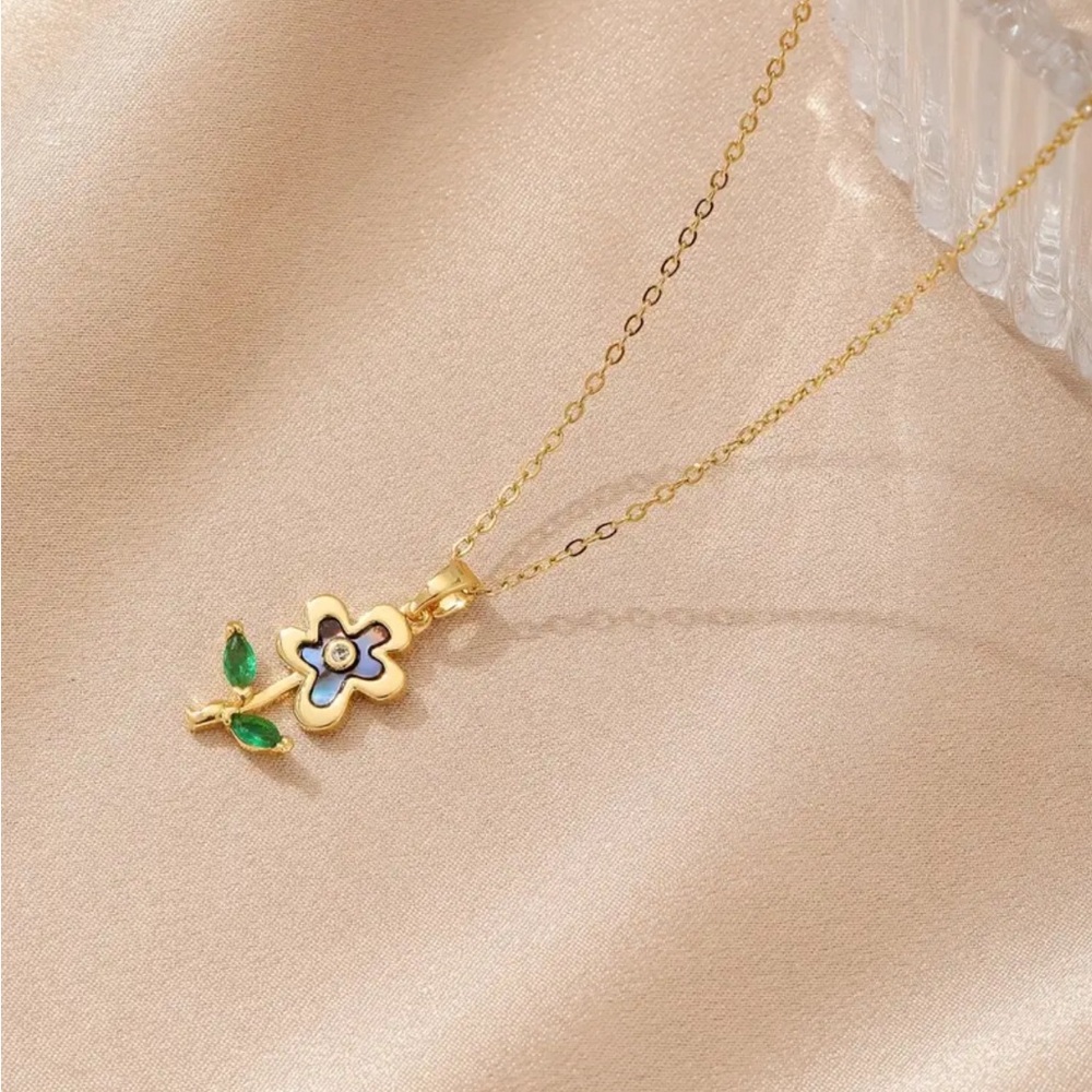 Stainless Steel Floral Necklace - Picture 2 of 3